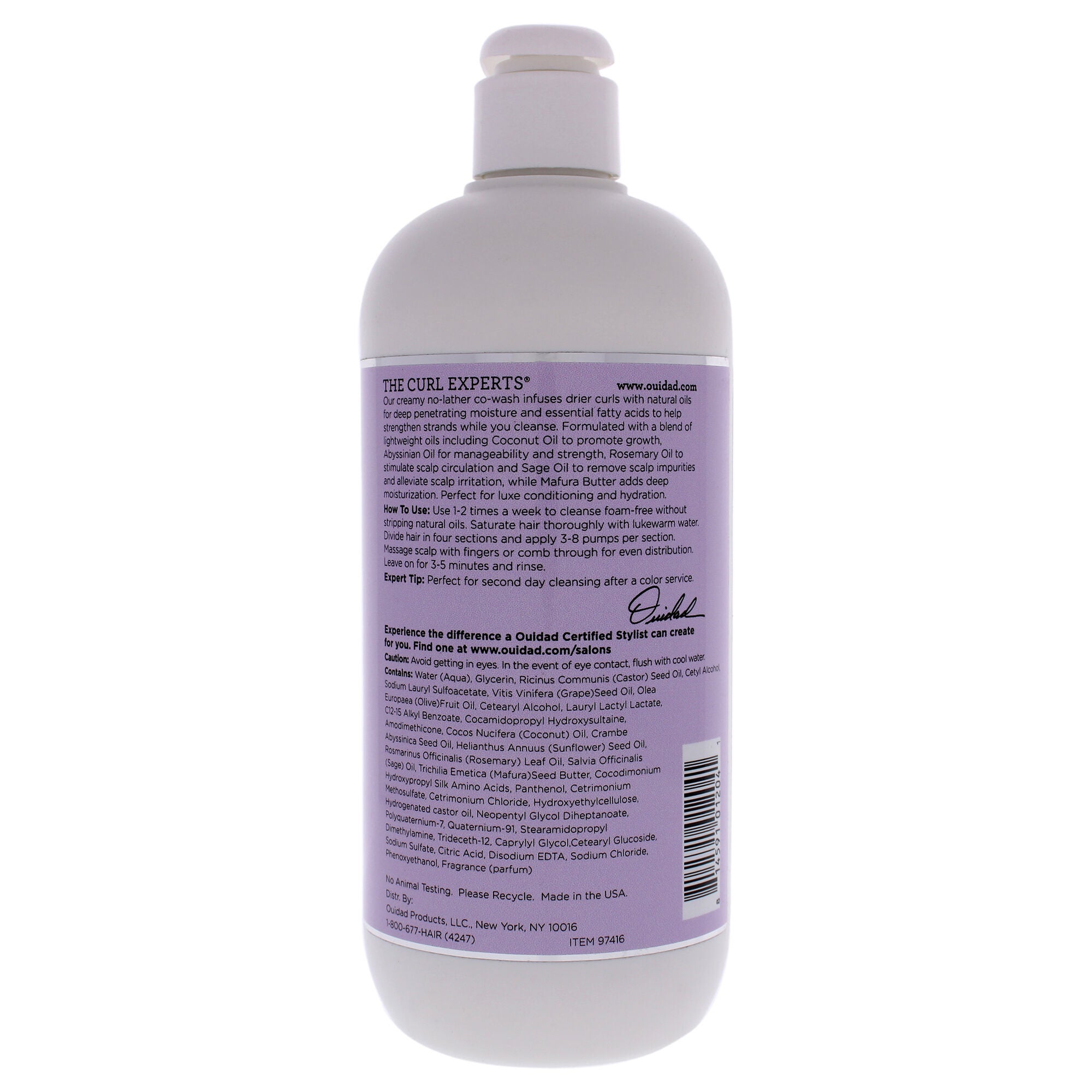 Curl Immersion No-Lather Coconut Cream Cleansing Conditioner by Ouidad for Unisex - 16 oz Conditioner, , alternate image number 3