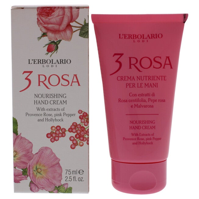 3 Rosa Nourishing Hand Cream by LErbolario for Unisex - 2.5 oz Cream, See Description, hi-res image number 0