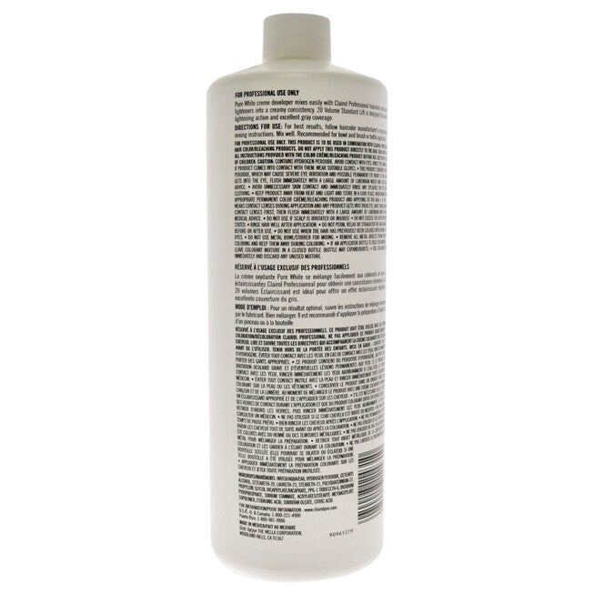 Pure White 20 Volume Creme Developer by Clairol for Unisex - 32 oz Lightener, See Description, alternate image number 1