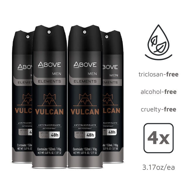 48 Hours Element Antiperspirant Deodorant - Vulcan by Above for Men - 3.17 oz Deodorant Spray - Pack of 4, NA, alternate image number null