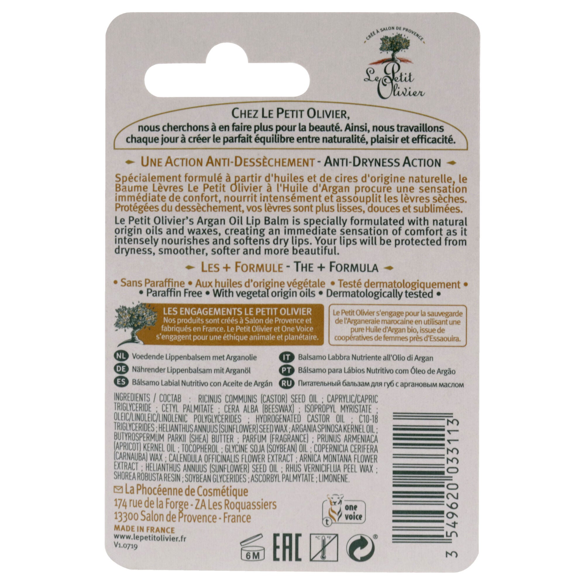 Nourishing Lip Balm Stick - Argan Oil by Le Petit Olivier for Women - 0.14 oz Lip Balm, See Description, alternate image number 2