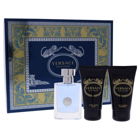 Versace Pour Homme by Versace for Men - 3 Pc Gift Set 1.7oz EDT Spray, 1.7oz Hair and Body Shampoo, 1.7oz After Shave Balm, NA, hi-res image number null