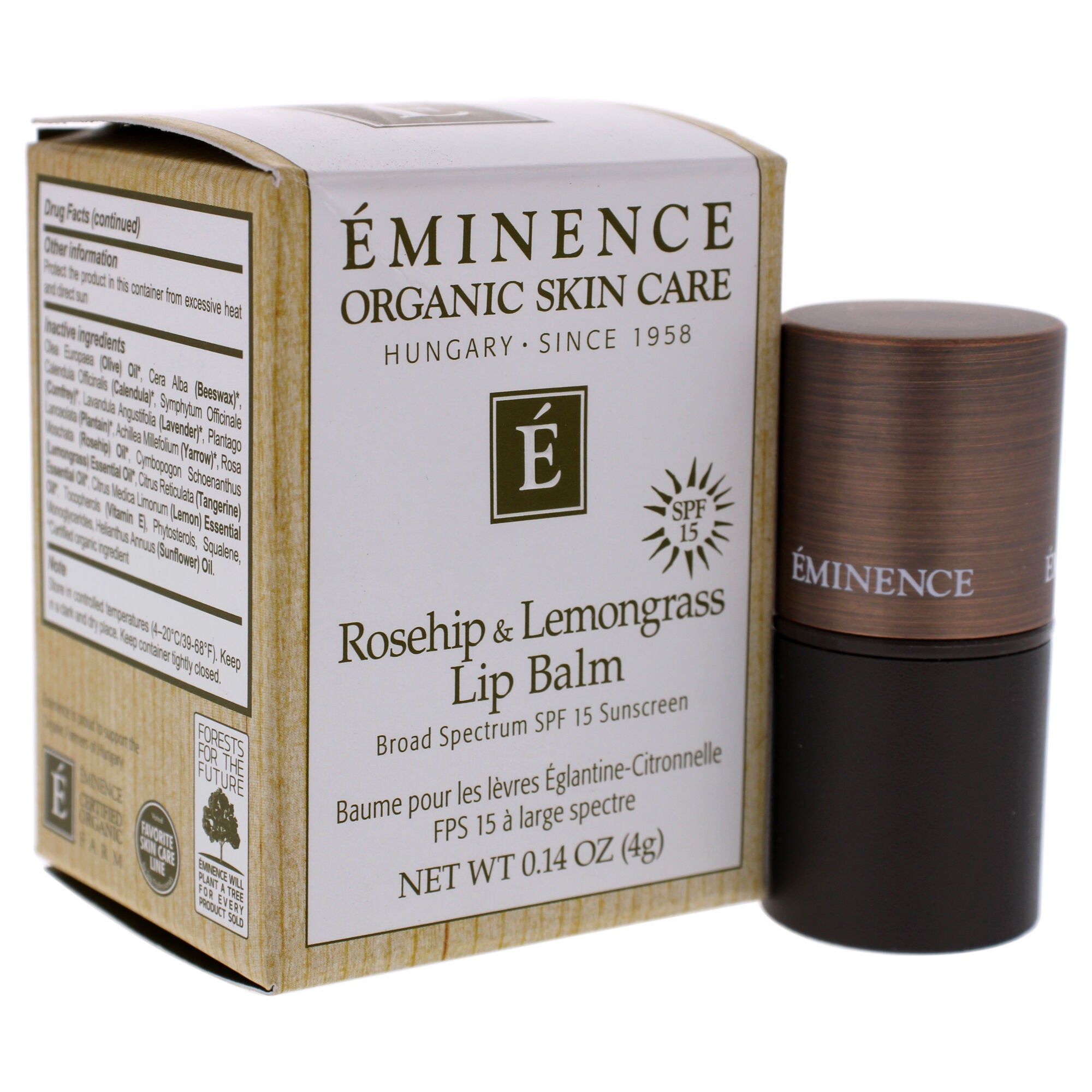 Rosehip and Lemongrass Lip Balm SPF 15 by Eminence for Unisex - 0.14 oz Lip Balm, See Description, alternate image number 2