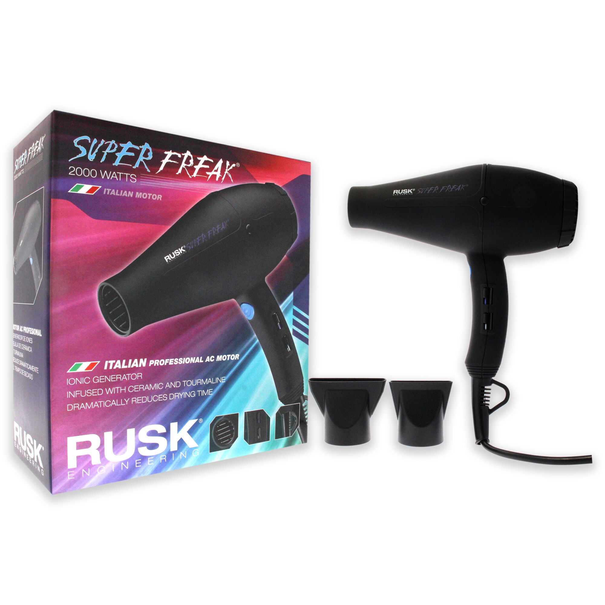 Engineering Super Freak 2000 Watt Dryer - Black by Rusk for Unisex - 1 Pc Hair Dryer, See Description, alternate image number 2