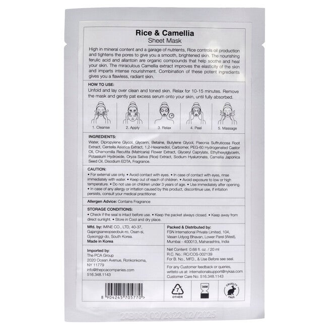 Skin Secrets Sheet Mask - Rice and Camellia by Nykaa Naturals for Women - 1 Pc Mask, , alternate image number 4