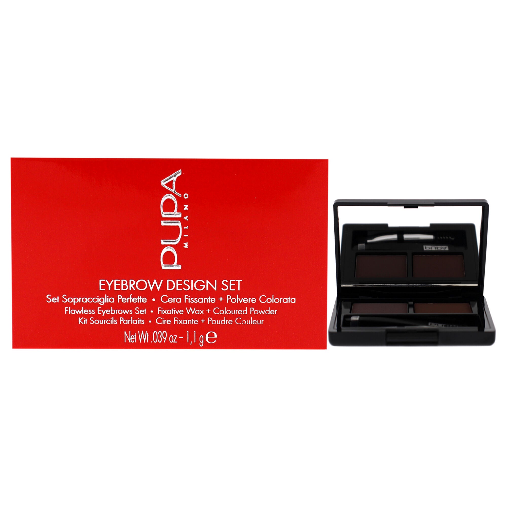 Eyebrow Design Set - 003 Dark Brown by Pupa Milano for Women - 0.039 oz Eyebrow Kit Double applicator, Angled Brush-Comb, Professional Tweezer, See Description, hi-res image number 0