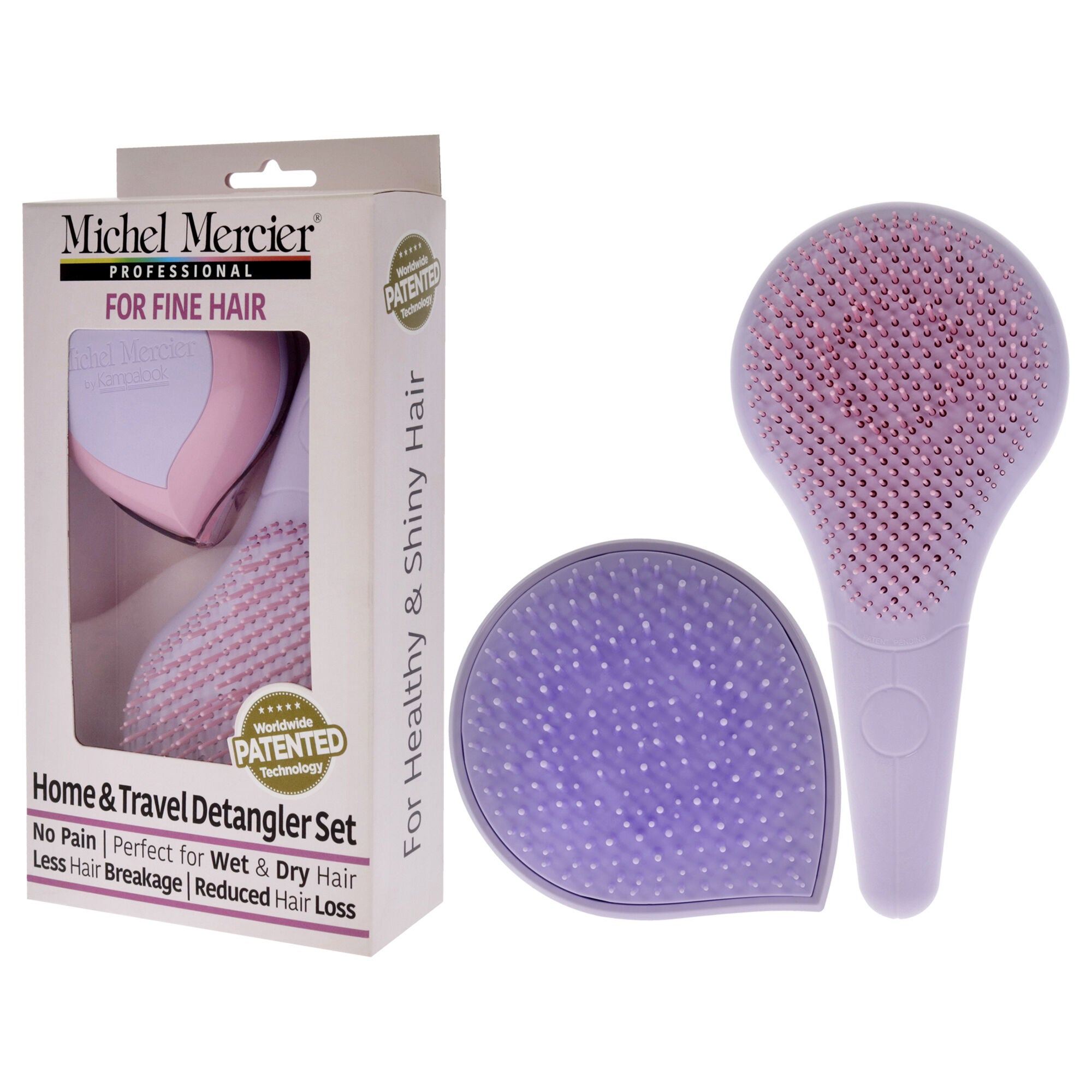 Home and Travel Detangler Set - Fine Hair by Michel Mercier for Unisex - 2 Pc The Classic Detangler Brush, The Travel Detangler Brush, See Description, alternate image number 3