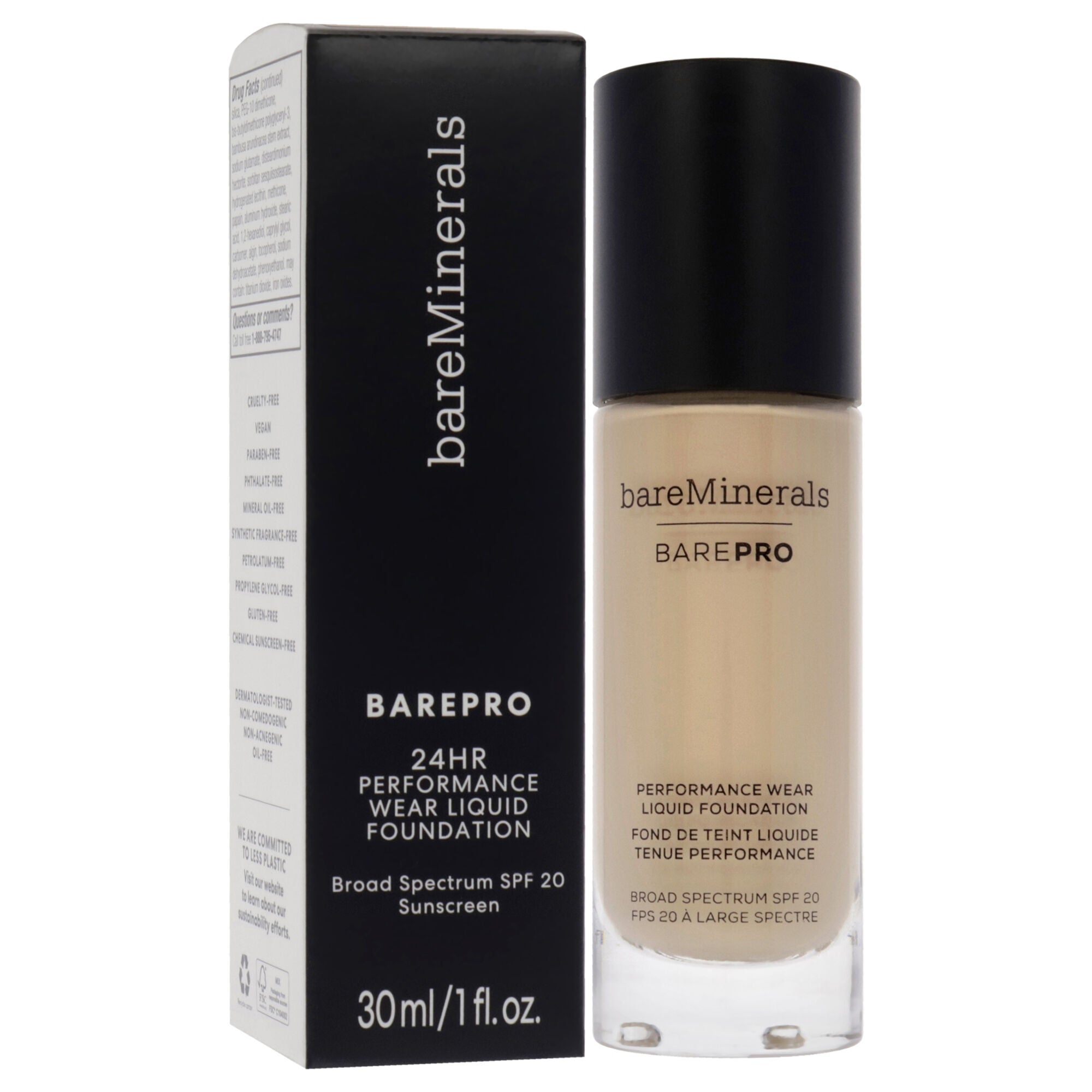 Barepro Performance Wear Liquid Foundation SPF 20 - 09 Light Natural by bareMinerals for Women - 1 oz Foundation, See Description, alternate image number 2