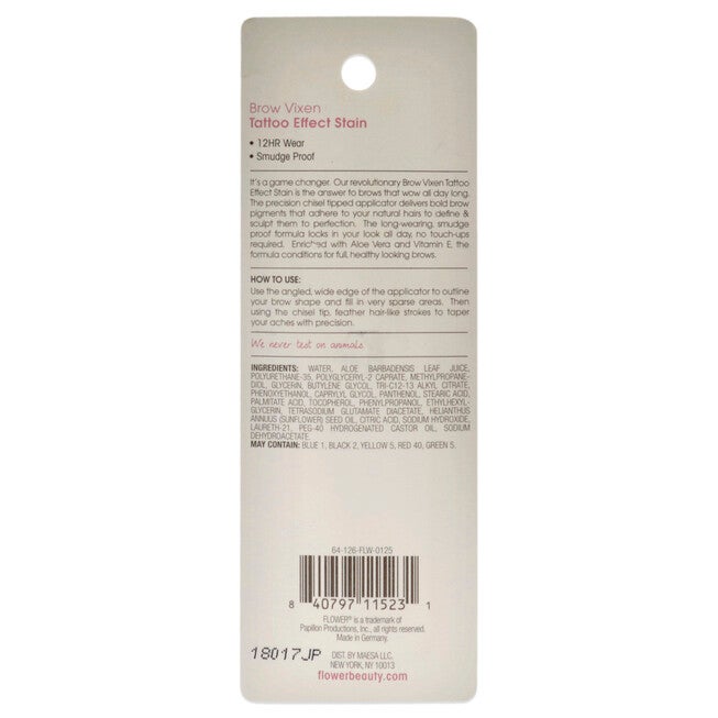 Brow Vixen Tattoo Effect Brow Stain - BV1 Blonde by Flower Beauty for Women - 0.034 oz Eyebrow, See Description, alternate image number null