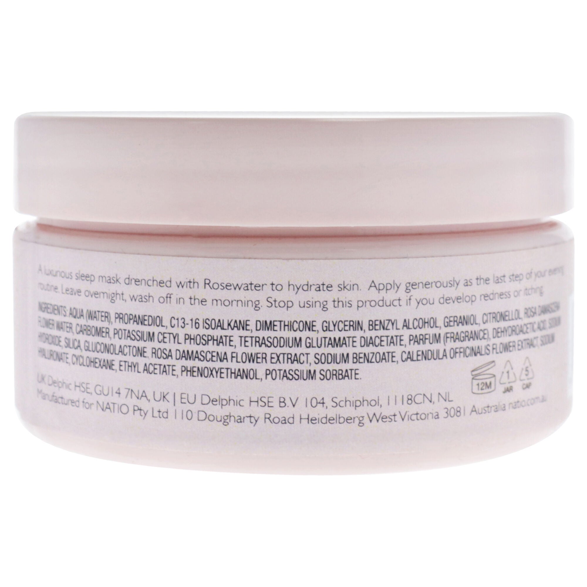 Rosewater Hydration Moisture Gel Sleeping Mask by Natio for Women - 3.5 oz Gel, See Description, alternate image number 1