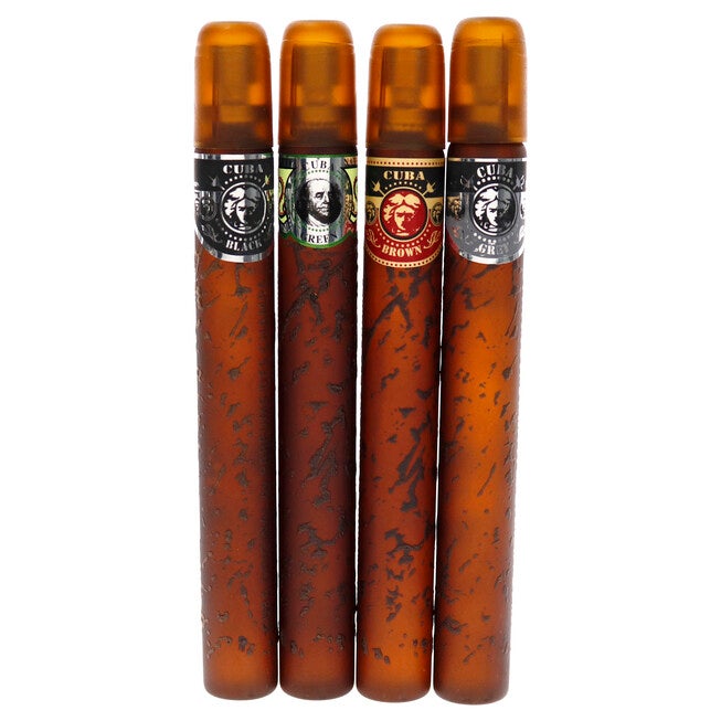 Cuba America by Cuba for Men - 4 Pc Gift Set 1.17oz EDT Spray Black, 1.17oz EDT Spray Green, 1.17oz EDT Spray Brown, 1.17oz EDT Spray Grey, , alternate image number null