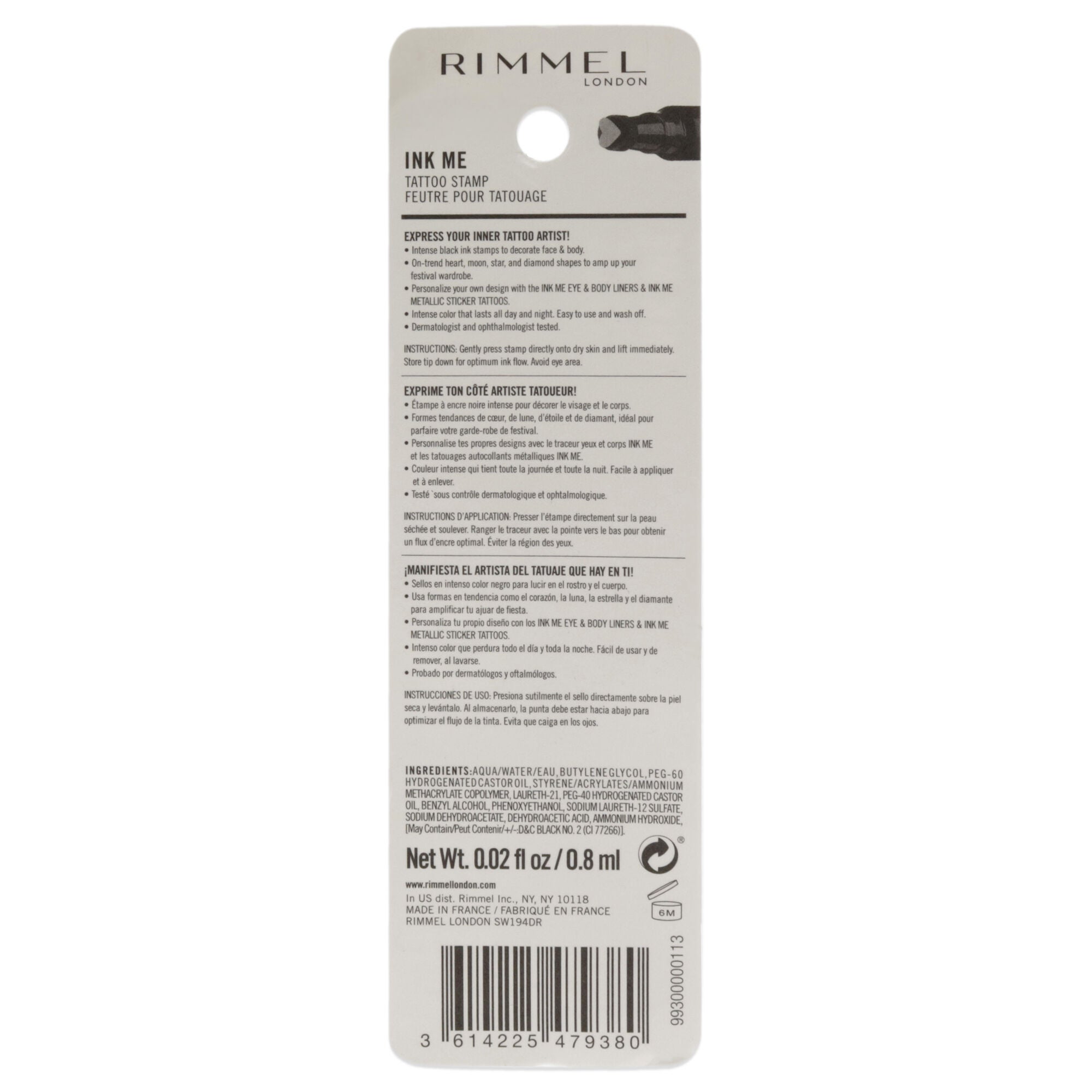 Ink Me Tatto Stamp Eyes and Body - 001 Black Heart Shape by Rimmel London for Women - 0.02 oz Eyeliner, , alternate image number 3