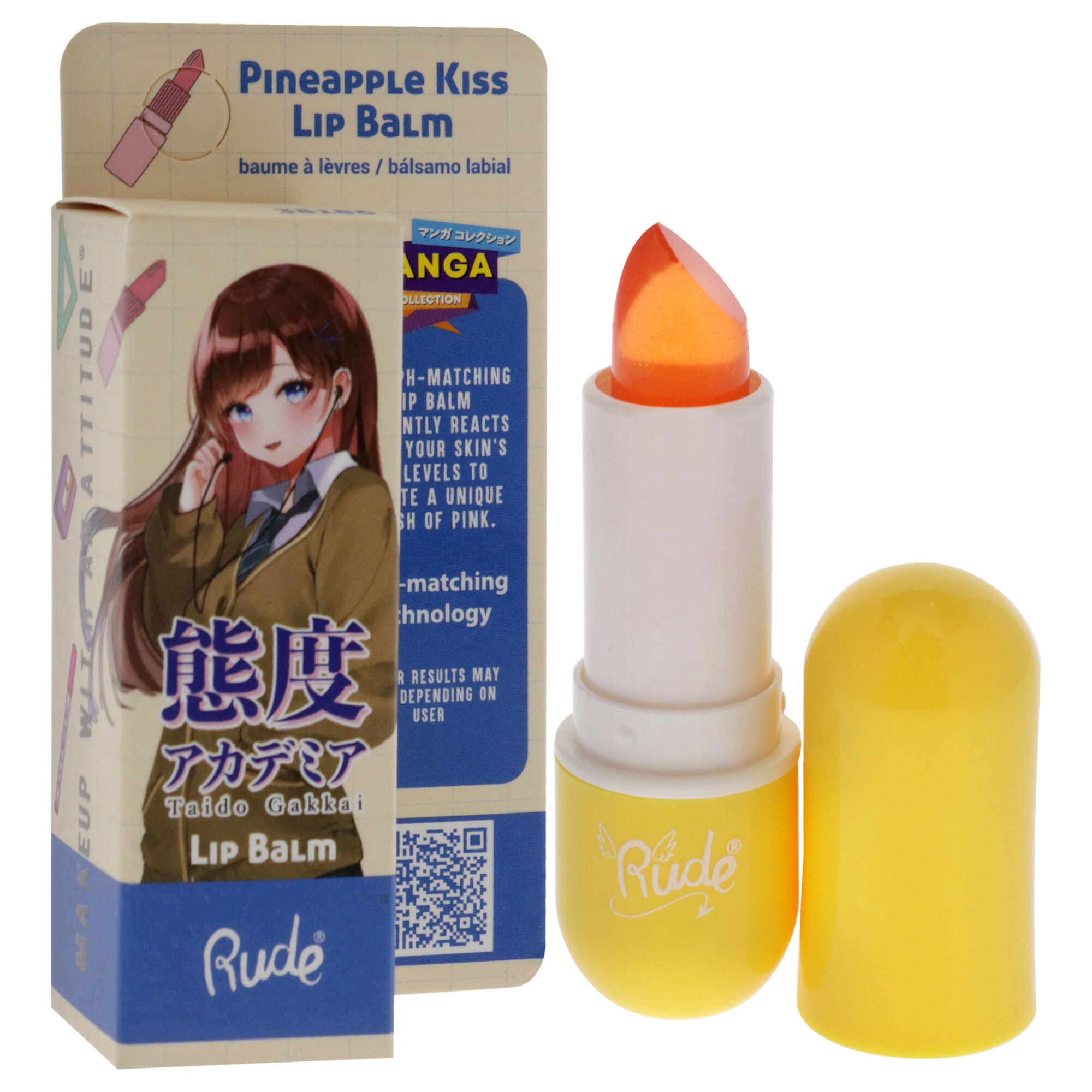 Manga Collection Lip Balm - Pineapple Kiss by Rude Cosmetics for Women - 0.123 oz Lip Balm, See Description, alternate image number 2