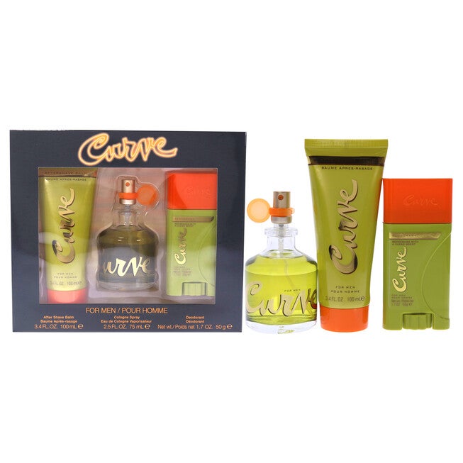 Curve by Liz Claiborne for Men - 3 Pc Gift Set 2.5oz EDC Spray, 3.4oz After Shave Balm, 1.7oz Deodorant Stick, NA, hi-res image number null