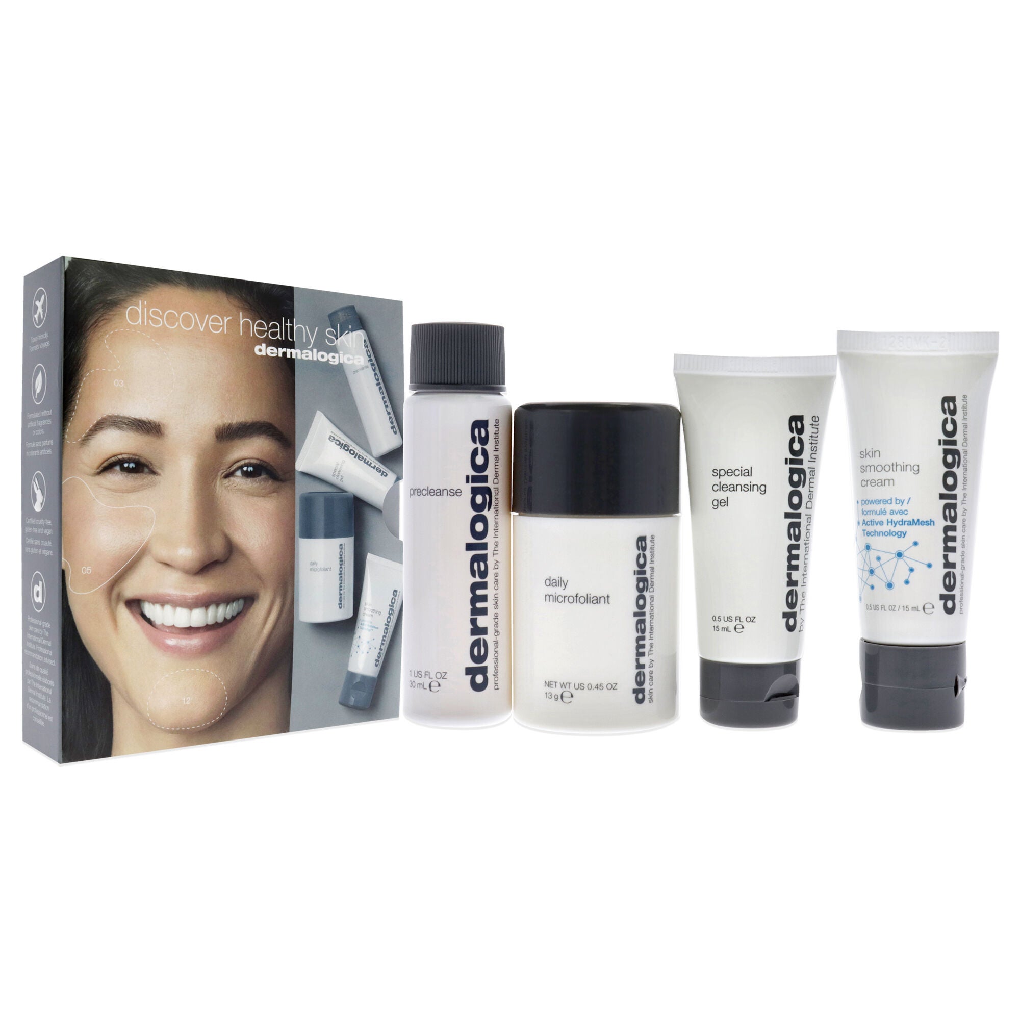 Discover Healthy Skin Kit by Dermalogica - 4 Pc 1oz Precleanse, 0.5oz Special Cleansing Gel, 0.45oz Daily Microfoliant, 0.5oz Skin Smoothing Cream, See Description, alternate image number 1