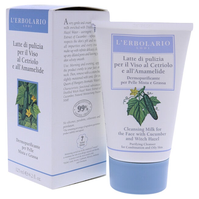 Cleansing Milk - Cucumber and Witch Hazel by LErbolario for Women - 4.2 oz Cleanser, , alternate image number null