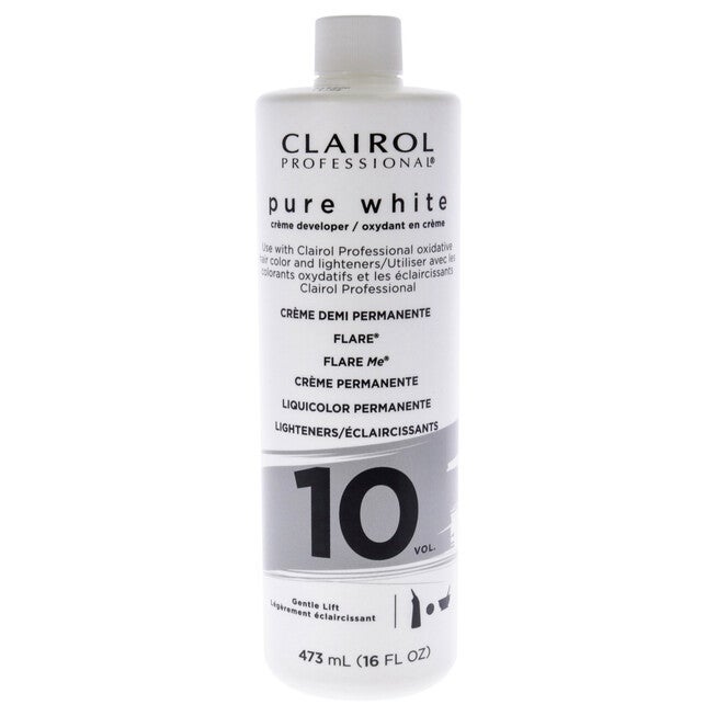 Pure White 10 Volume Creme Developer by Clairol for Unisex - 16 oz Lightener, See Description, hi-res image number 0