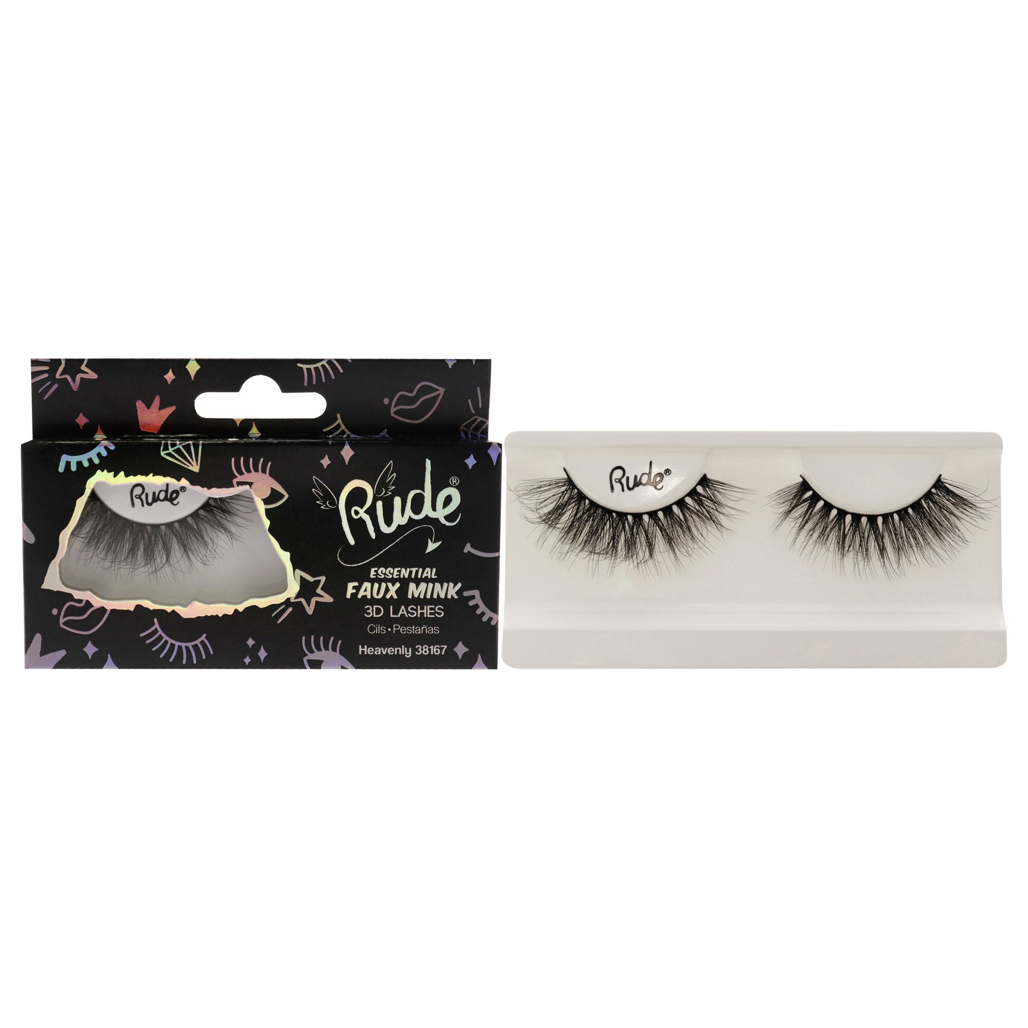 Essential Faux Mink 3D Lashes - Heavenly by Rude Cosmetics for Women - 1 Pc Pair, See Description, hi-res image number 0