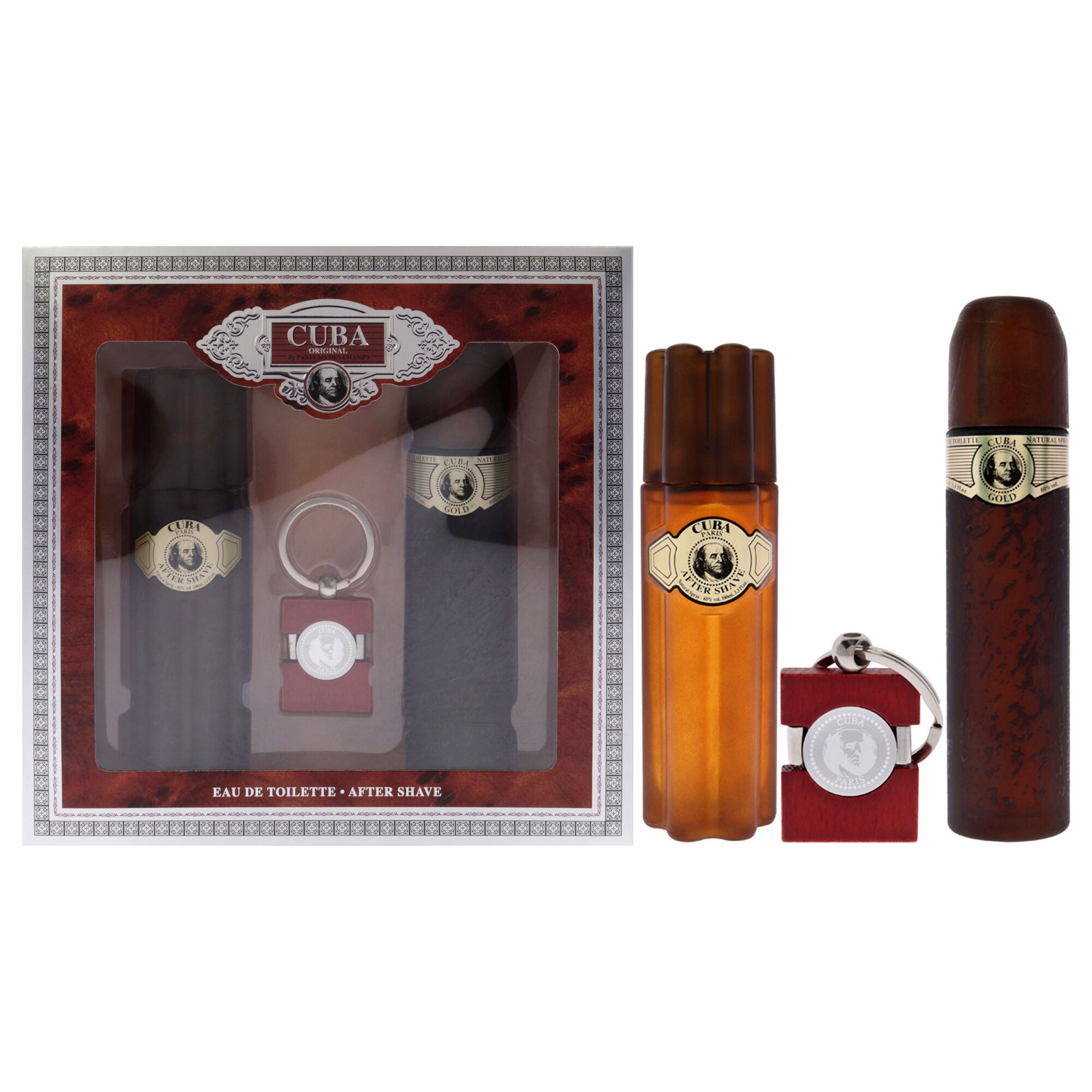 Cuba Gold by Cuba for Men - 3 Pc Gift Set 3.3oz EDT Spray, 3.3oz After Shave, Keychain, See Description, hi-res image number 0