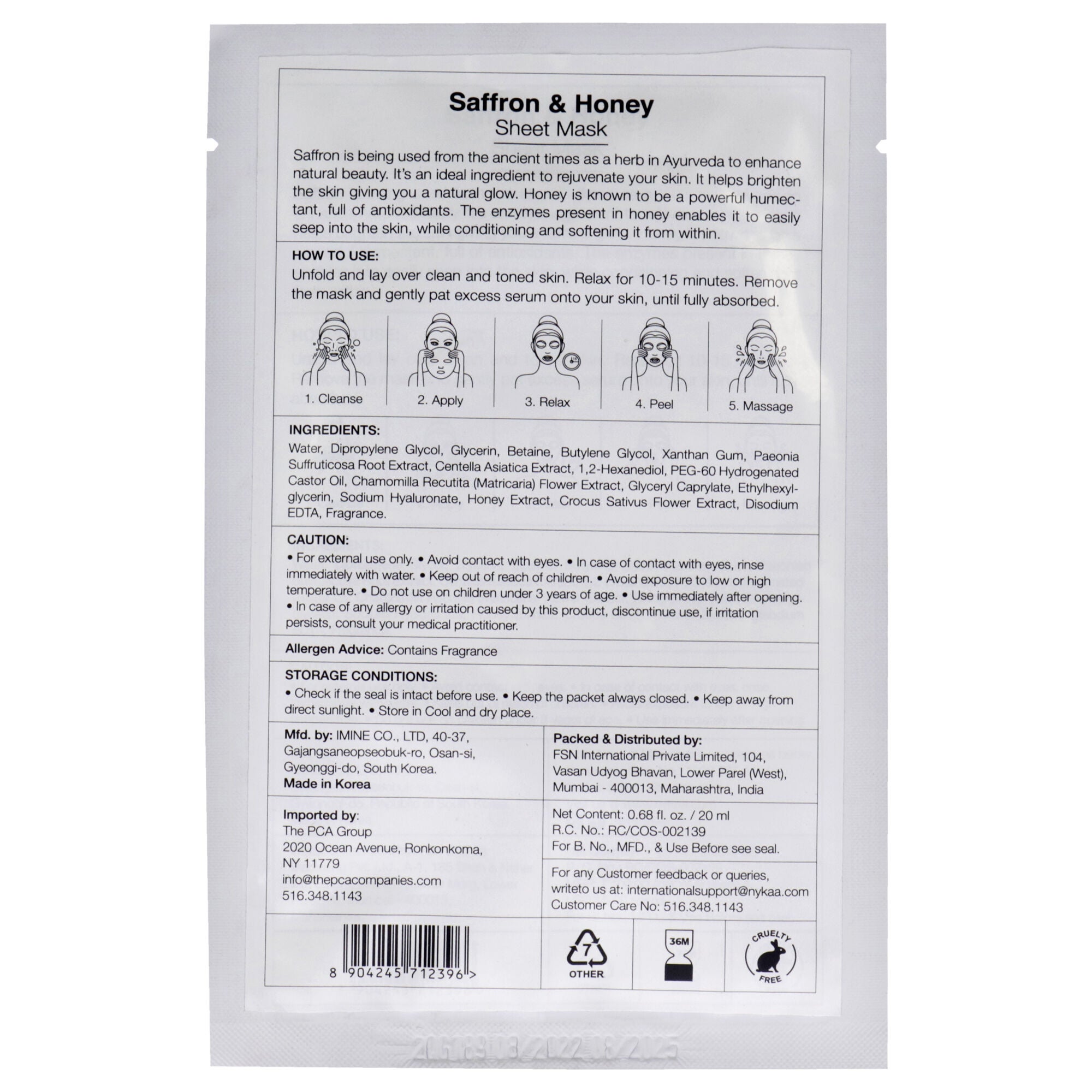 Skin Secrets Sheet Mask - Saffron and Honey by Nykaa Naturals for Women - 1 Pc Mask, , alternate image number 3