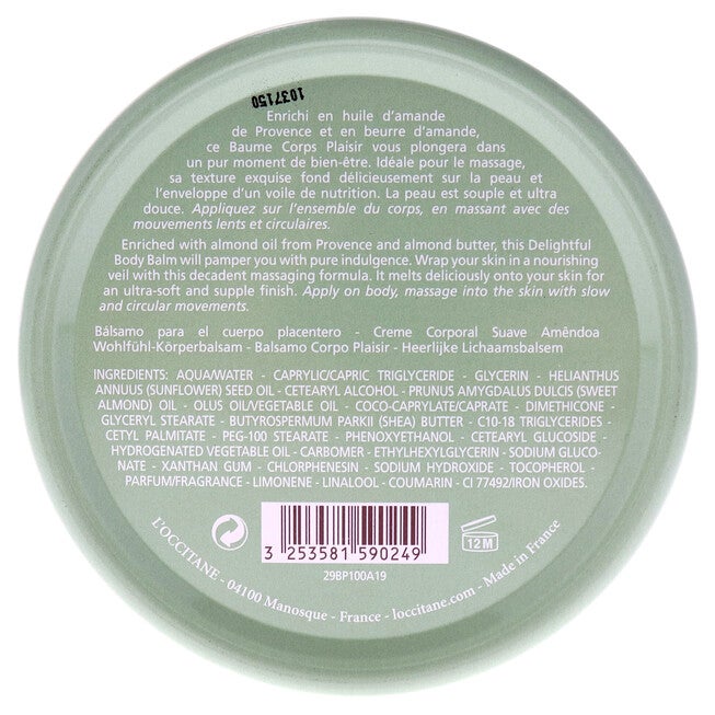 Almond Delightful Body Balm by LOccitane for Unisex - 3.4 oz Balm, See Description, alternate image number 2