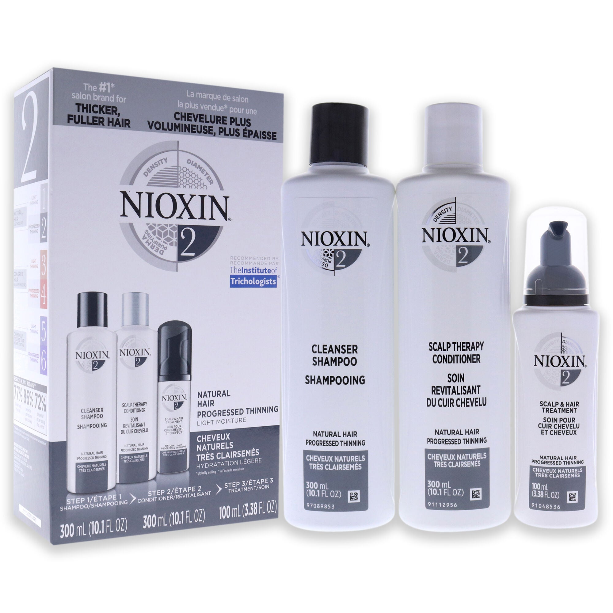 System 2 Kit by Nioxin for Unisex - 3 Pc 10.1oz Cleanser Shampoo, 10.1 oz Scalp Therapy Conditioner, 1Liter Scalp and Hair Treatment, , alternate image number 7