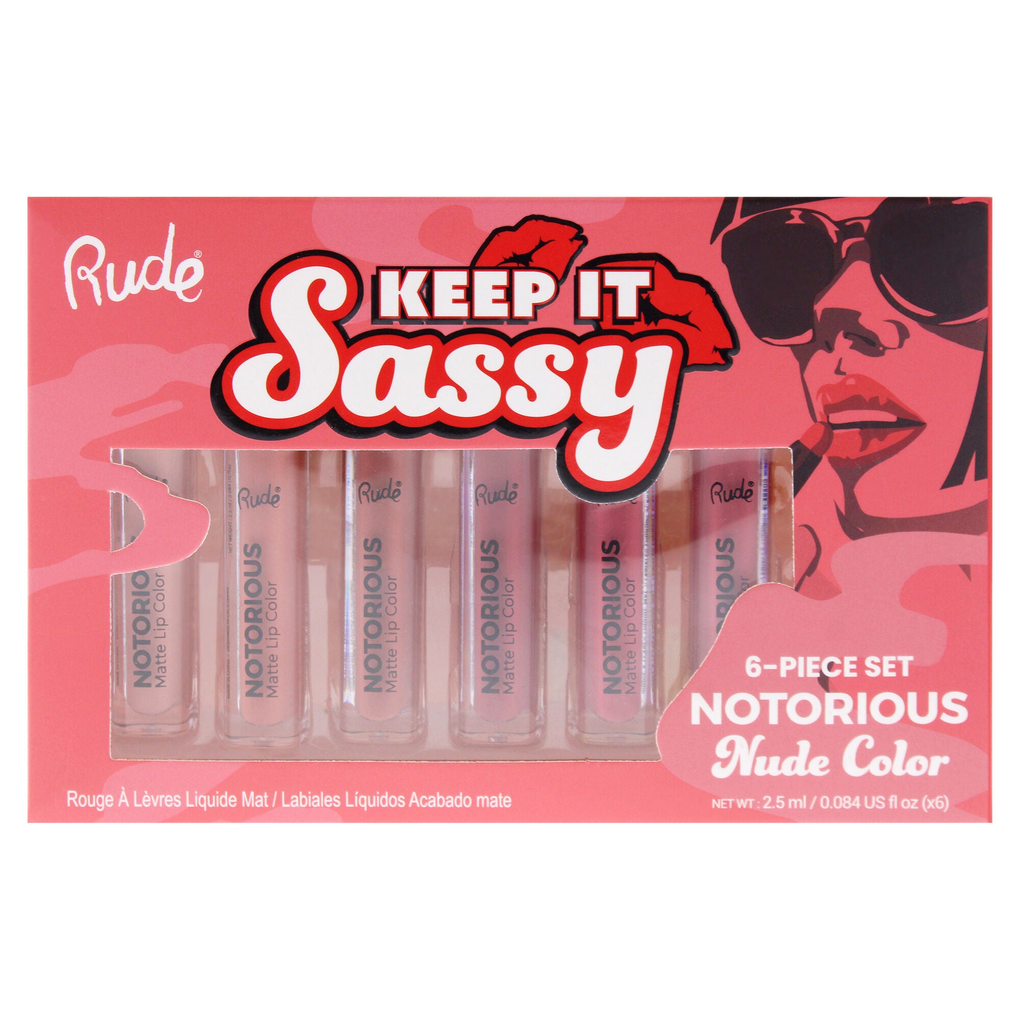 Keep it Sassy Notorious Set - Nude by Rude Cosmetics for Women - 6 Pc 0.084oz Lipstick - Bare Bottom, 0.084oz Lipstick - Naughty by Nature, 0.084oz Lipstick - Nude Colony, 0.084oz Lipstick - Birthday Suit, 0.084oz Lipstick - Going Topless, 0.084oz Lipstick - Undressed, Multi, alternate image number 4
