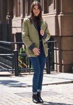 Hooded Nylon Jacket with Fleece Lining