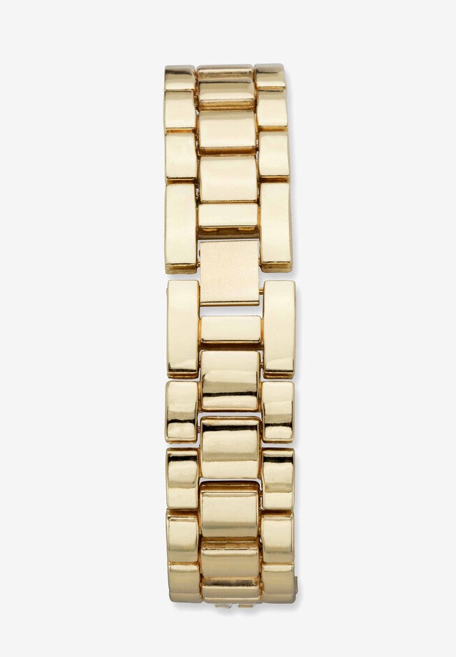 Princess-Cut And Round Crystal Goldtone Leopard Fashion Watch 7.5 inches, , on-hover image number 1