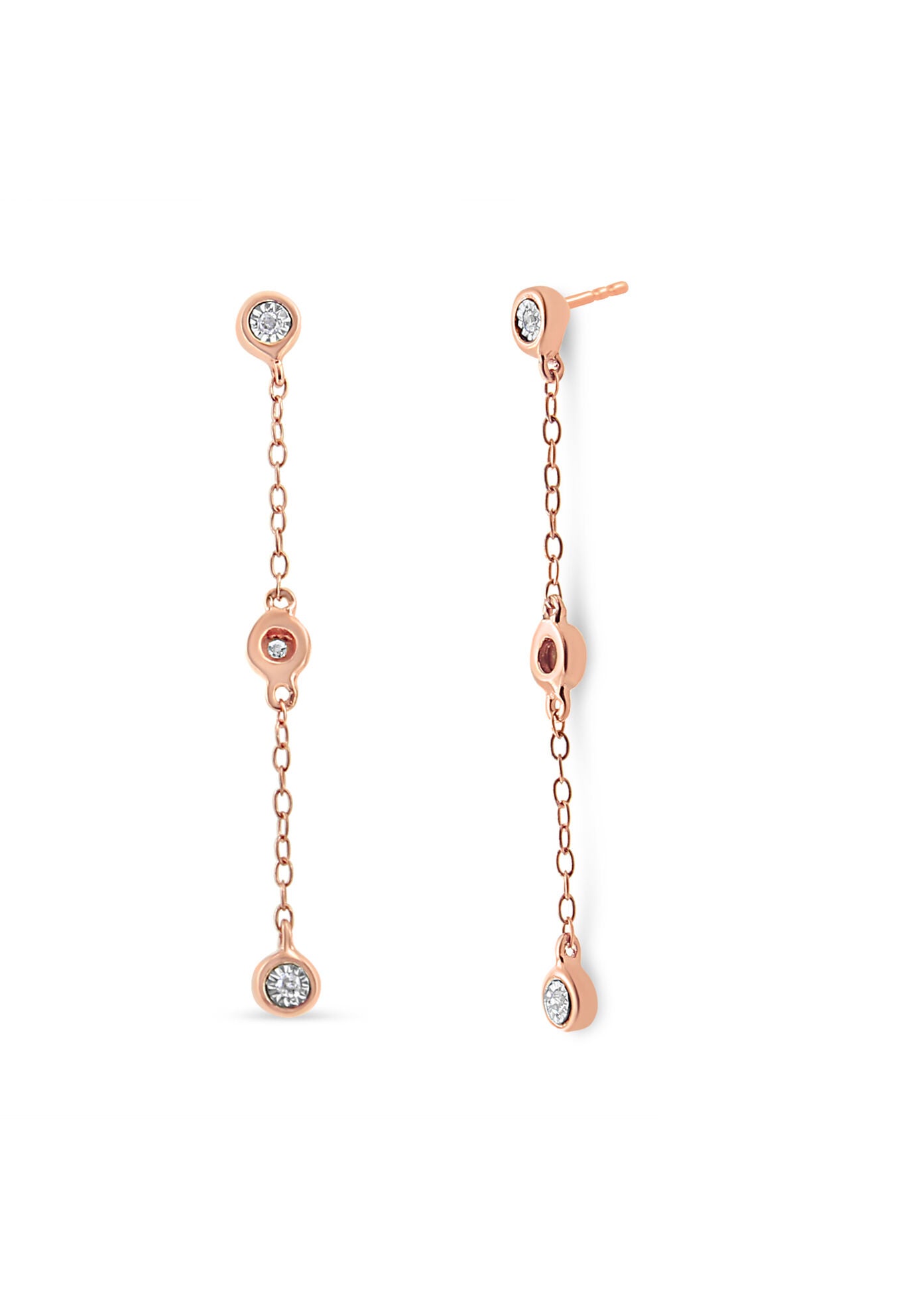 Rose Gold Over Silver 1/15 Cttw Diamond Dangle Earring, ROSE GOLD, hi-res image number 0