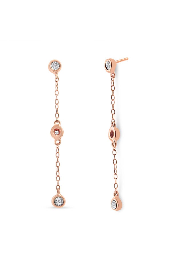 Rose Gold Over Silver 1/15 Cttw Diamond Dangle Earring, ROSE GOLD, hi-res image number 0