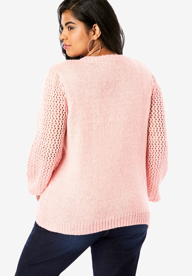 Metallic Cable-Knit Sweater, , on-hover image number null