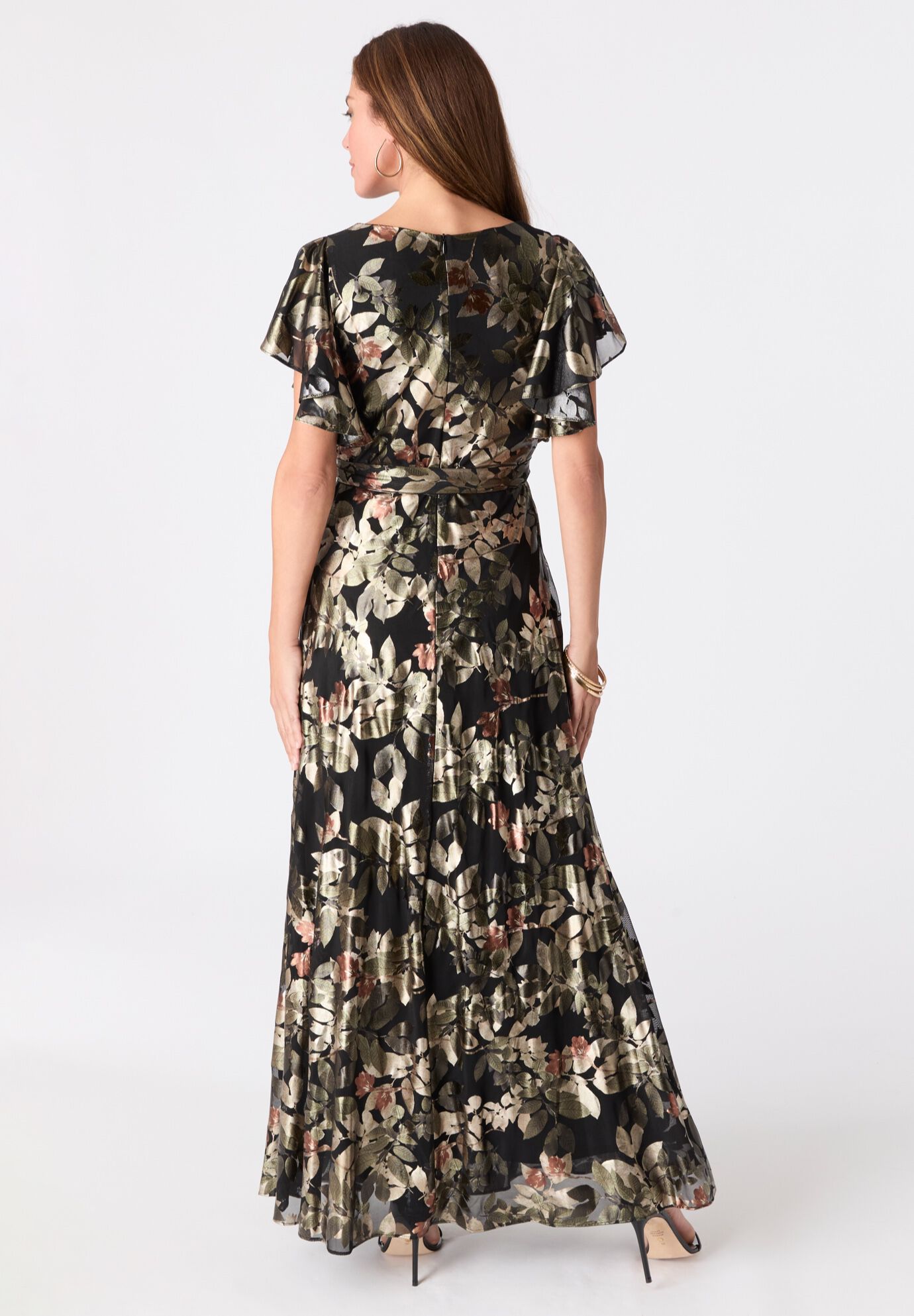 Foil Print Mesh Dress, OLIVE MULTI, alternate image number 2