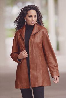 Plus Size A-Line Leather Jacket
