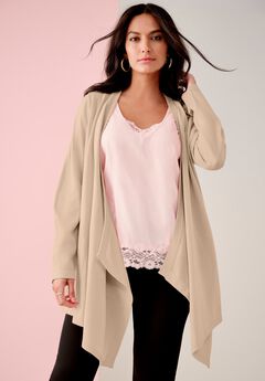 Plus Size Lightweight Handkerchief Hem Cardigan Sweater