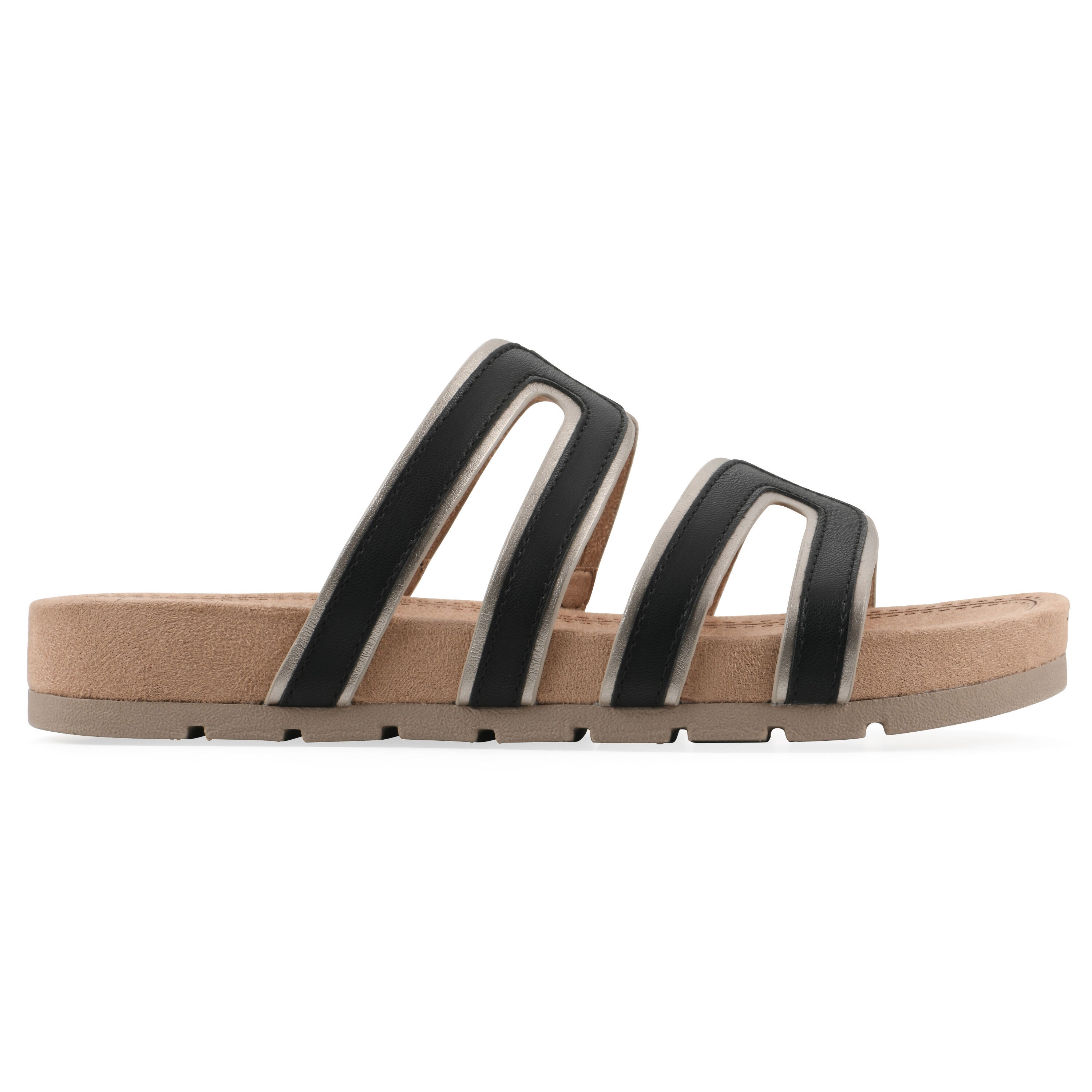 Tinarose Slide Sandal, BLACK PALE GOLD, alternate image number 2
