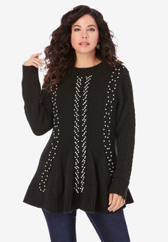 Plus Size Black And White Sweater