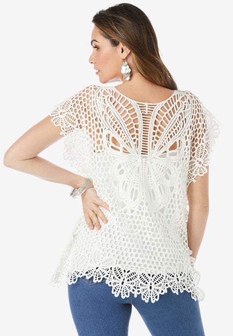 Butterfly Crochet Sweater, , on-hover image number null