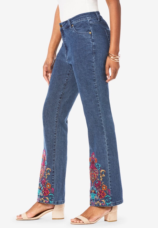 Embroidered Bootcut Jean, , alternate image number null