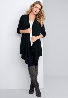 Plus Size Lightweight Handkerchief Hem Cardigan Sweater