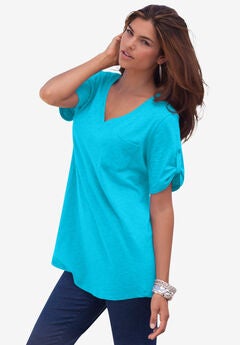 V Neck Boyfriend Textured Tunic