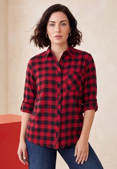 Classic Plaid Button-Front Shirt