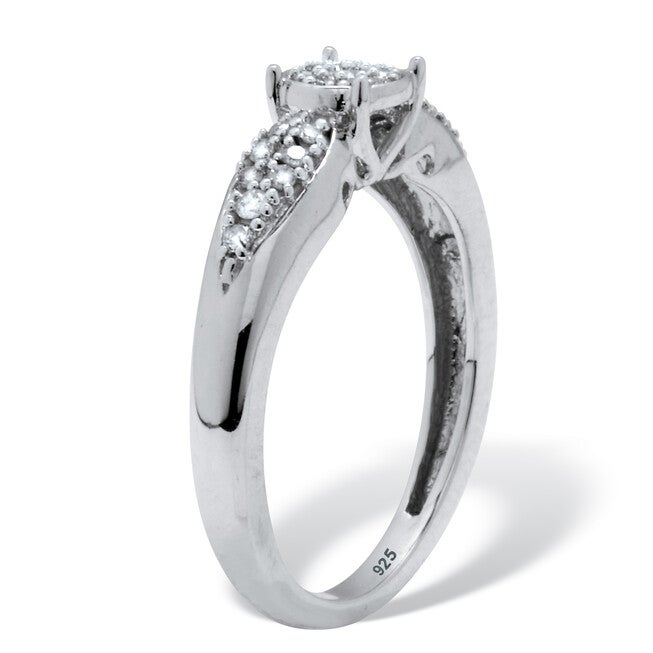 .17 TCW Diamond Sterling Silver Cluster Ring, WHITE, on-hover image number 1
