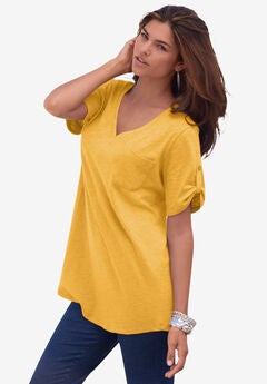 V Neck Boyfriend Textured Tunic