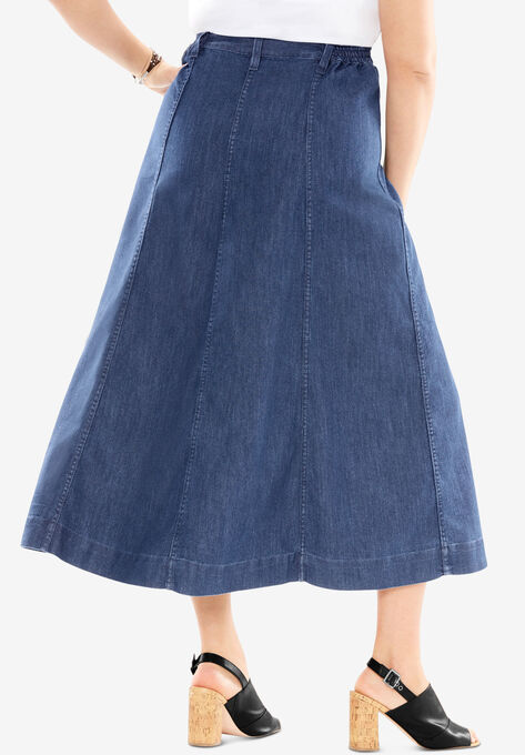 A-line Denim Maxi Skirt, , on-hover image number null
