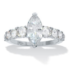 3.40 TCW Marquise-Cut Cubic Zirconia Silvertone Engagement Ring