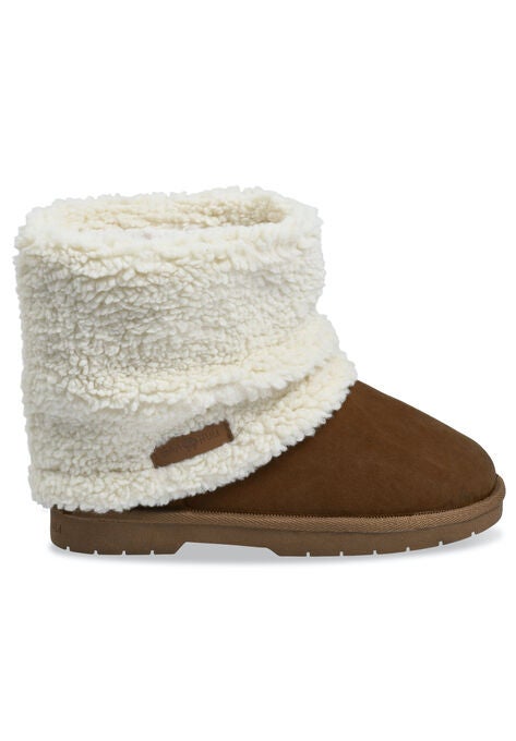 Faux Suede With Berber Cuff Ankle Boot, , alternate image number null