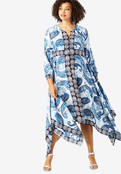 Long Handkerchief Hem Dress Plus Size Casual Dresses Roaman S