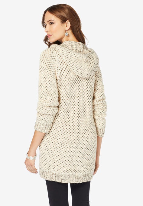 Tweed Thermal Hoodie Cardigan, , on-hover image number null