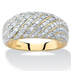1/4 Cttw. Round Diamond 14k Gold-plated Sterling Silver Multi-Row Dome Ring